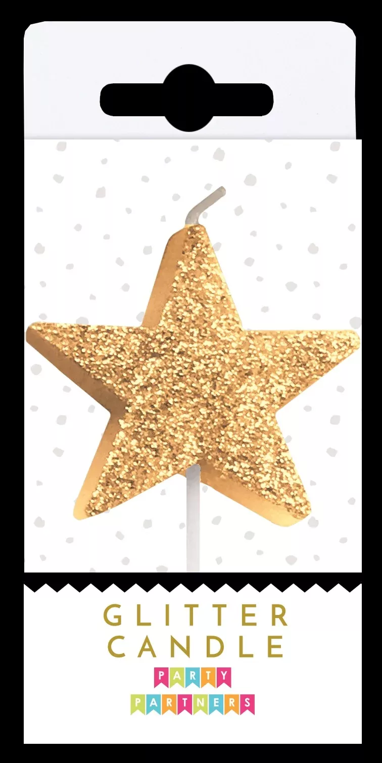 gold-glitter-star-candle Gold Glitter Star Candle