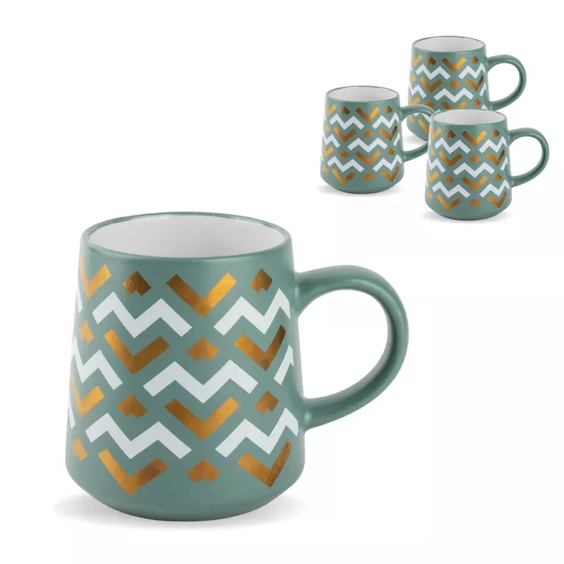 green-gold-chevron-ceramic-mug-set Green & Gold Chevron Ceramic Mug, Set of
