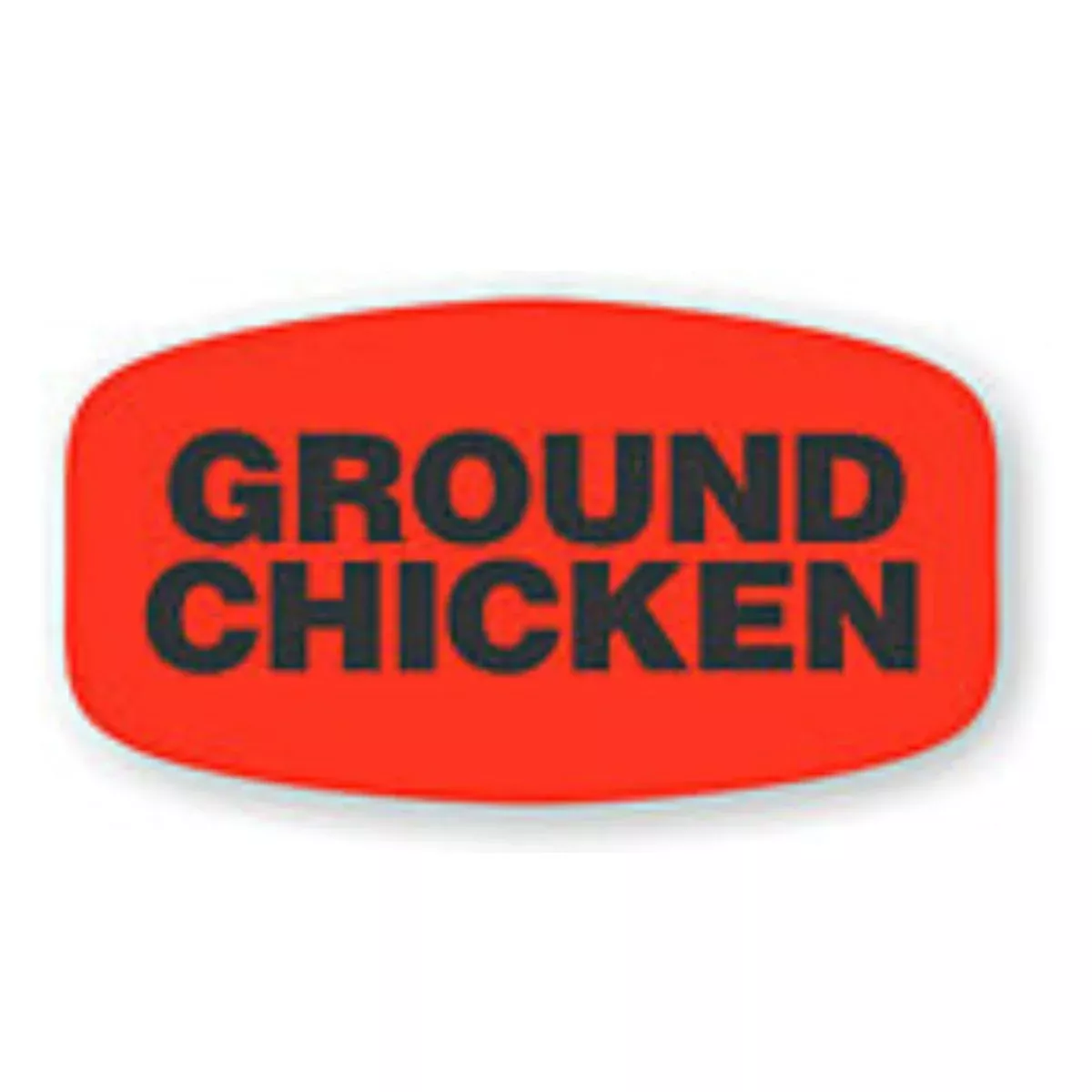 Ground Chicken Label, Black On Red, Short Oval - Roll of 1000