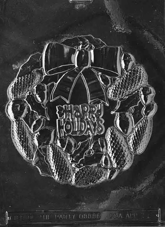 happy-holidays-wreath-chocolate-mold Happy Holidays Wreath Chocolate Mold