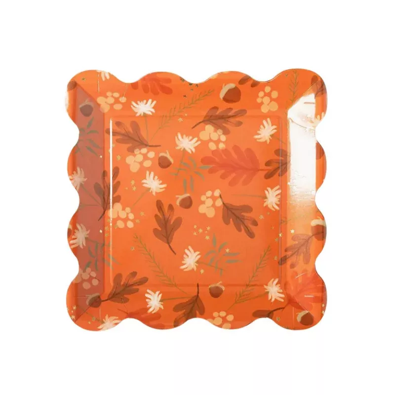 harvest-foliage-wave-paper-plate Harvest Foliage Wave Paper Plate