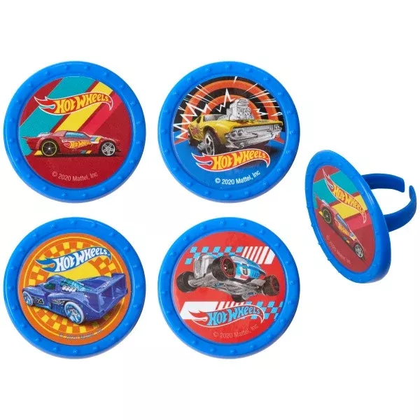 Hot Wheels Cupcake Rings - 12 Rings