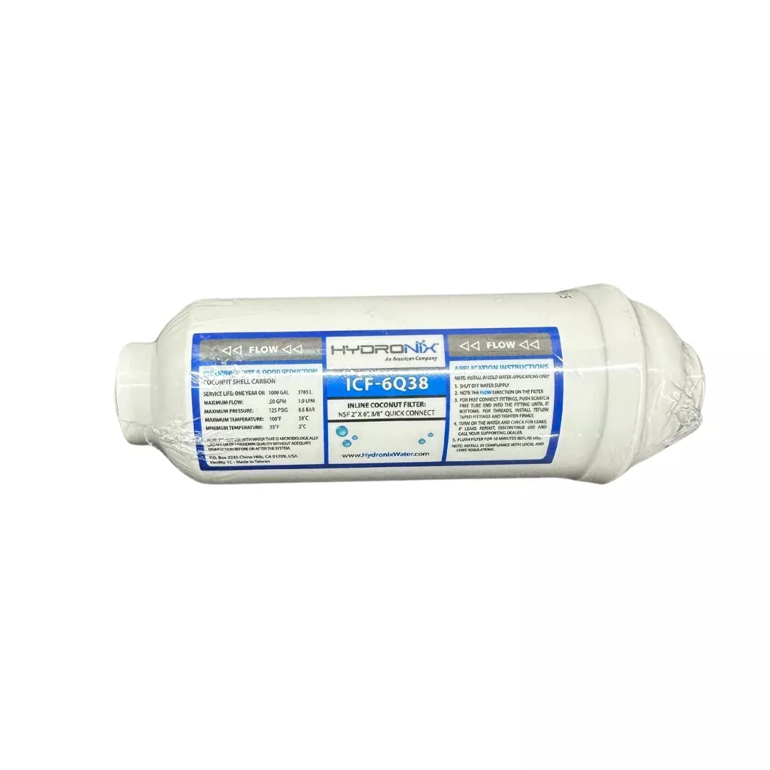 hydronix-icf-6q38-6-inline-water-filter-with-3-8-quick-connect Hydronix ICF-6Q38 6" Inline Water Filter with 3/8" Quick Connect