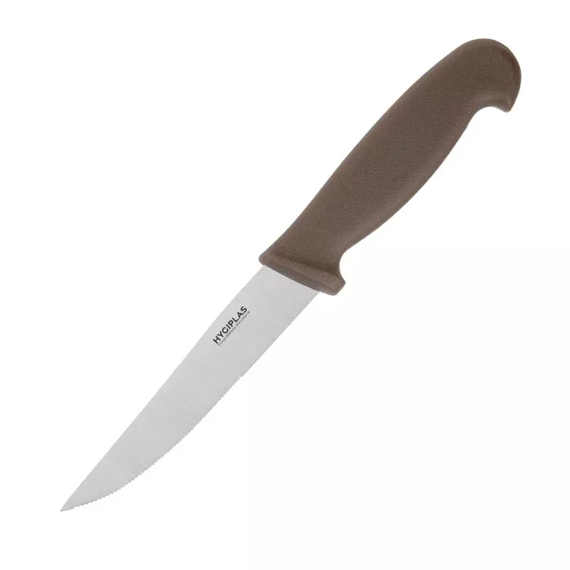 hygiplas-vegetable-knife-serrated-brown-10-5cm-fx125 Hygiplas Vegetable Knife Serrated Brown 10.5cm – FX125
