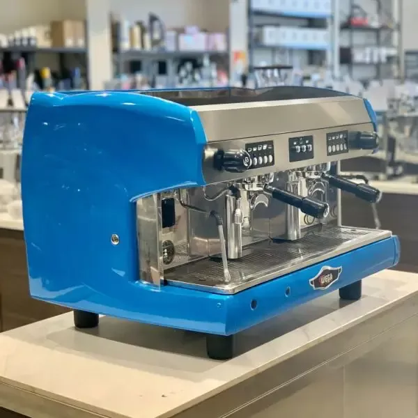 immaculate-custom-blue-high-cup-wega-commercial-coffee-machine Immaculate Custom Blue High Cup Wega Commercial Coffee Machine
