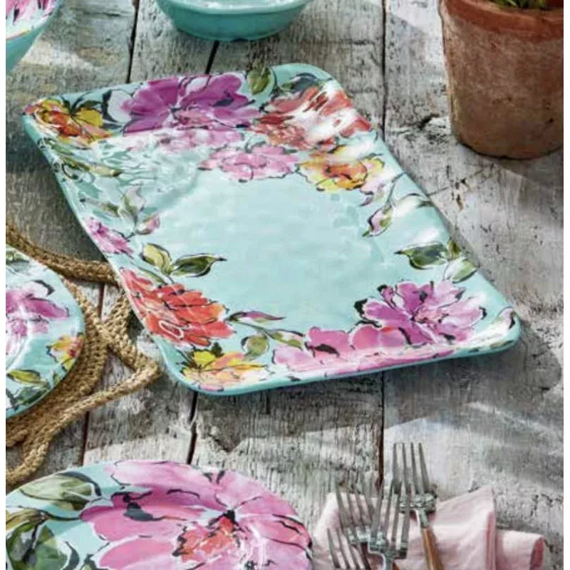 in-bloom-melamine-rect-platter In Bloom Melamine Rect Platter