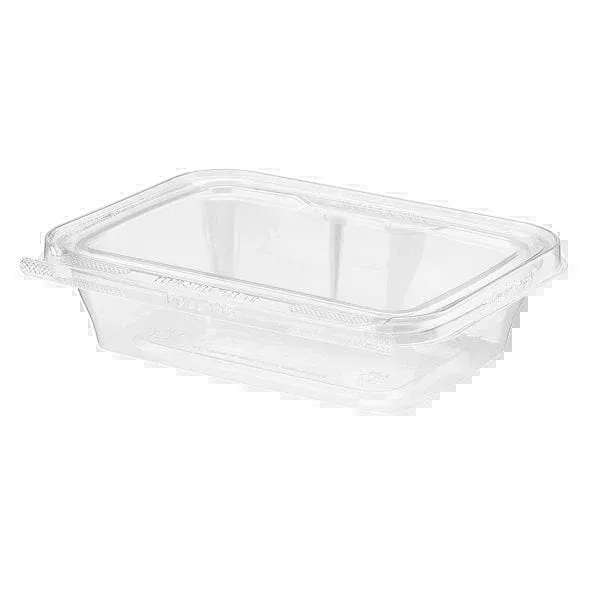 inline-plastics-safe-t-fresh-20-oz-tamper-resistant-tamper-evident-rectangular-h Inline Plastics Safe-T-Fresh 20 oz. Tamper-Resistant, Tamper-Evident Rectangular Hinged Container with Flat Lid - 200/Case