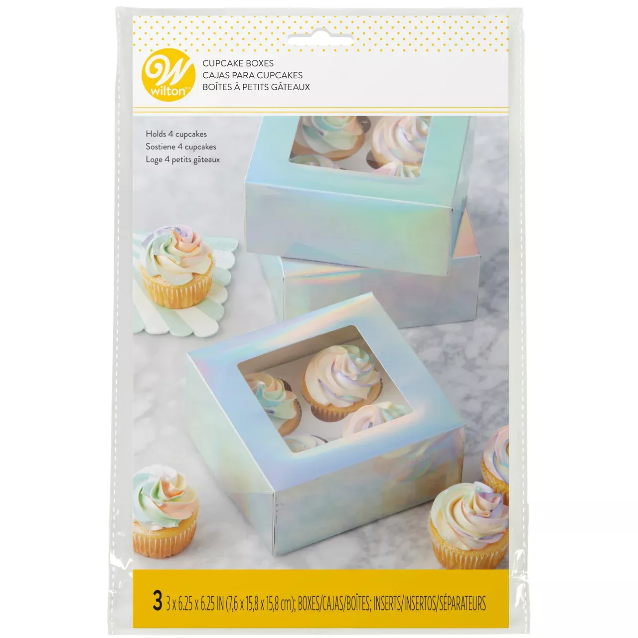 iridescent-cupcake-treat-boxes-with-window-3-count-wilton Iridescent Cupcake Treat Boxes with Window, 3-Count, Wilton