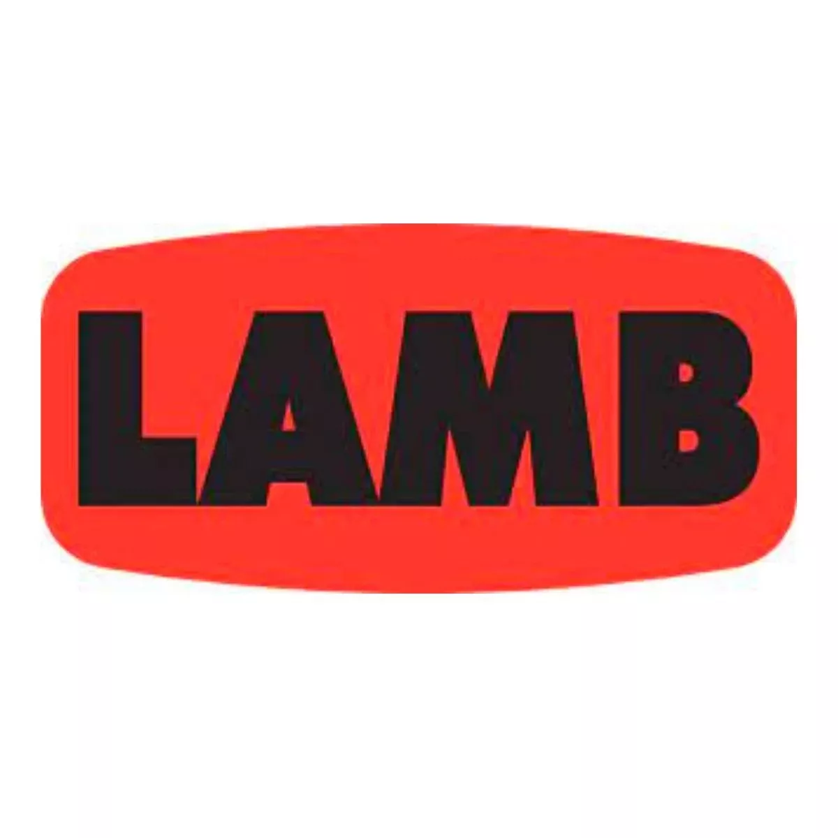 Lamb Short Oval Black on Red - Roll of 1000