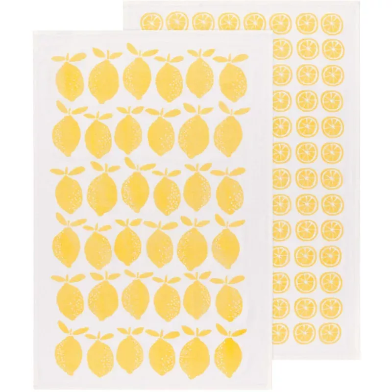 lemon-print-yellow-floursack-2-set Lemon Print Yellow Floursack 2 set