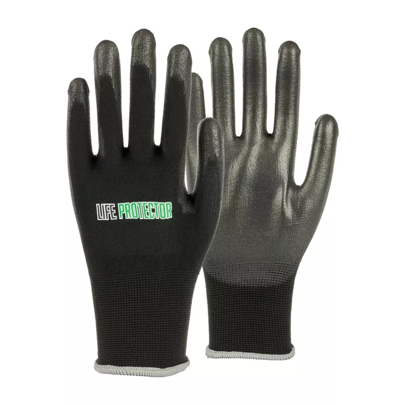life-protector-black-nylon-extra-large-work-gloves-with-polyurethane-palm-coatin Life Protector Black Nylon Extra Large Work Gloves – with Polyurethane Palm Coating – Pair – 10 count box
