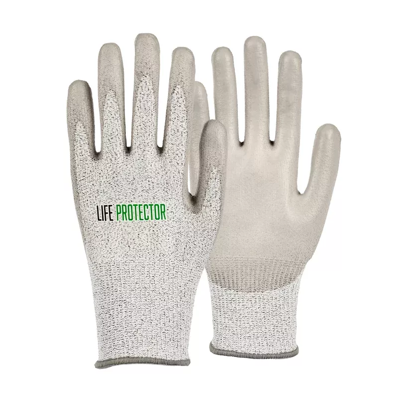 life-protector-gray-hppe-polyester-spandex-extra-large-work-gloves-with-polyuret Life Protector Gray HPPE Polyester / Spandex Extra Large Work Gloves – with Polyurethane Palm Coating Cut-Resistant – Pair – 1 count box