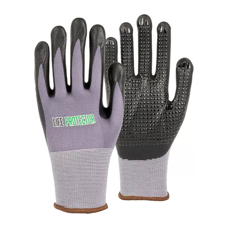 life-protector-gray-nylon-spandex-large-work-gloves-with-ultra-thin-foam-nitrile Life Protector Gray Nylon / Spandex Large Work Gloves – with Ultra-Thin Foam Nitrile Palm Coating and Dots – Pair – 10 count box