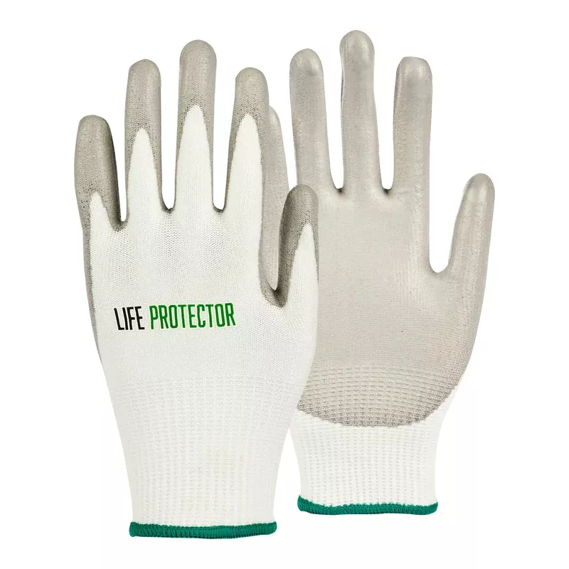 life-protector-white-hppe-polyester-spandex-small-work-gloves-with-polyurethane- Life Protector White HPPE Polyester / Spandex Small Work Gloves – with Polyurethane Palm Coating Cut-Resistant – Pair – 1 count box