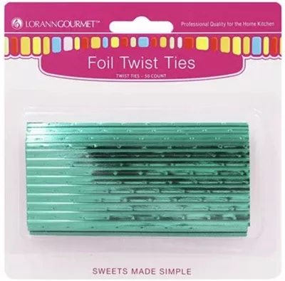 LorAnn Green Foil Twist Ties - 50 Count