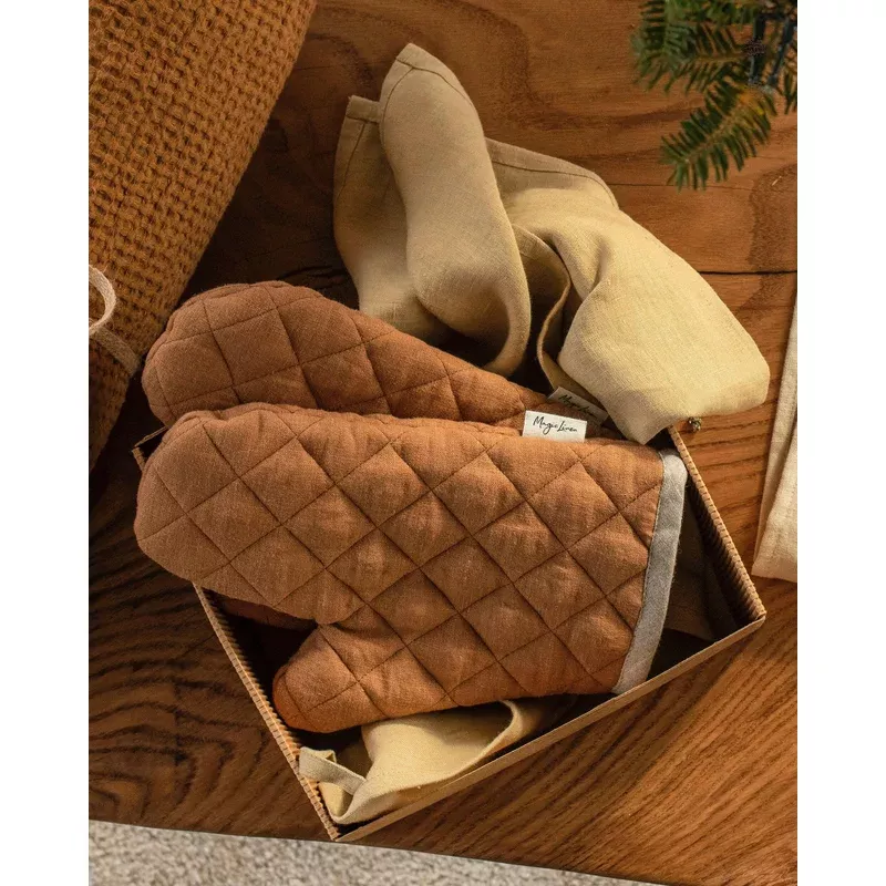 MagicLinen | Linen Oven Mitts – Cinnamon