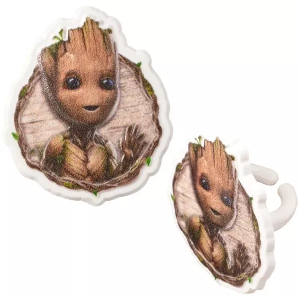 Marvel Studios I Am Groot Cupcake Rings - 12 Rings