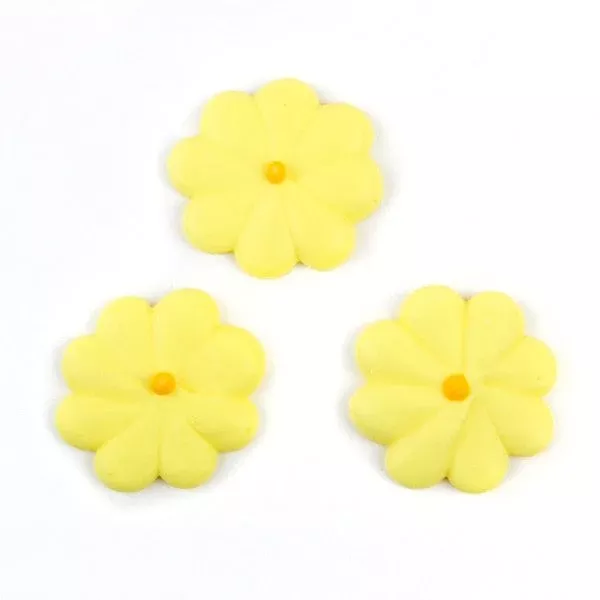 medium-flower-power-royal-icing-decorations-yellow Medium Flower Power Royal Icing Decorations - Yellow