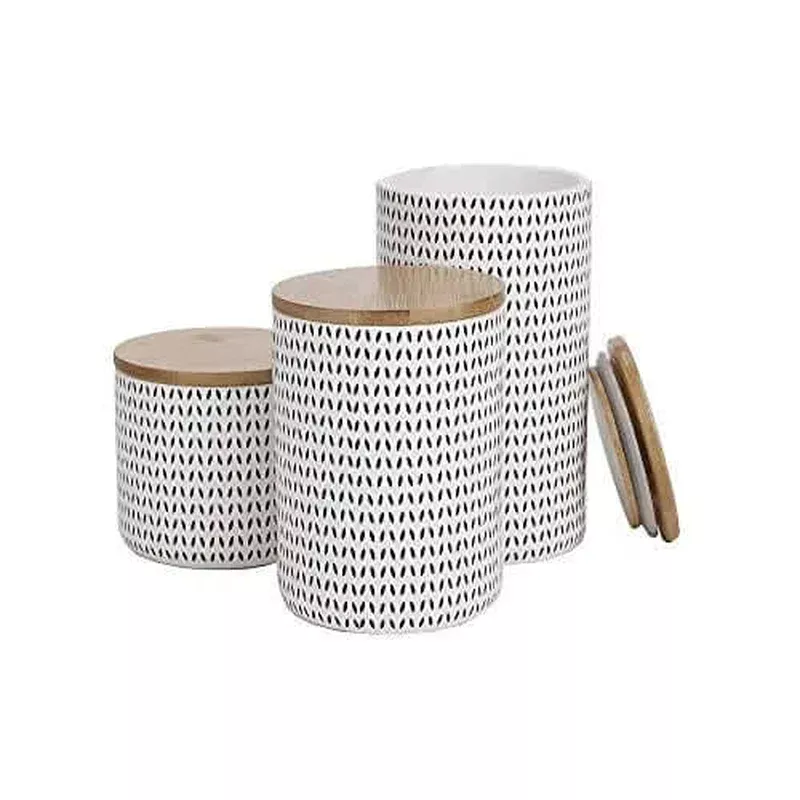 mind-reader-ceramic-containers-with-lids-3-pc-round-canister-set-white-black Mind Reader Ceramic Containers With Lids 3-PC Round Canister Set – White/black