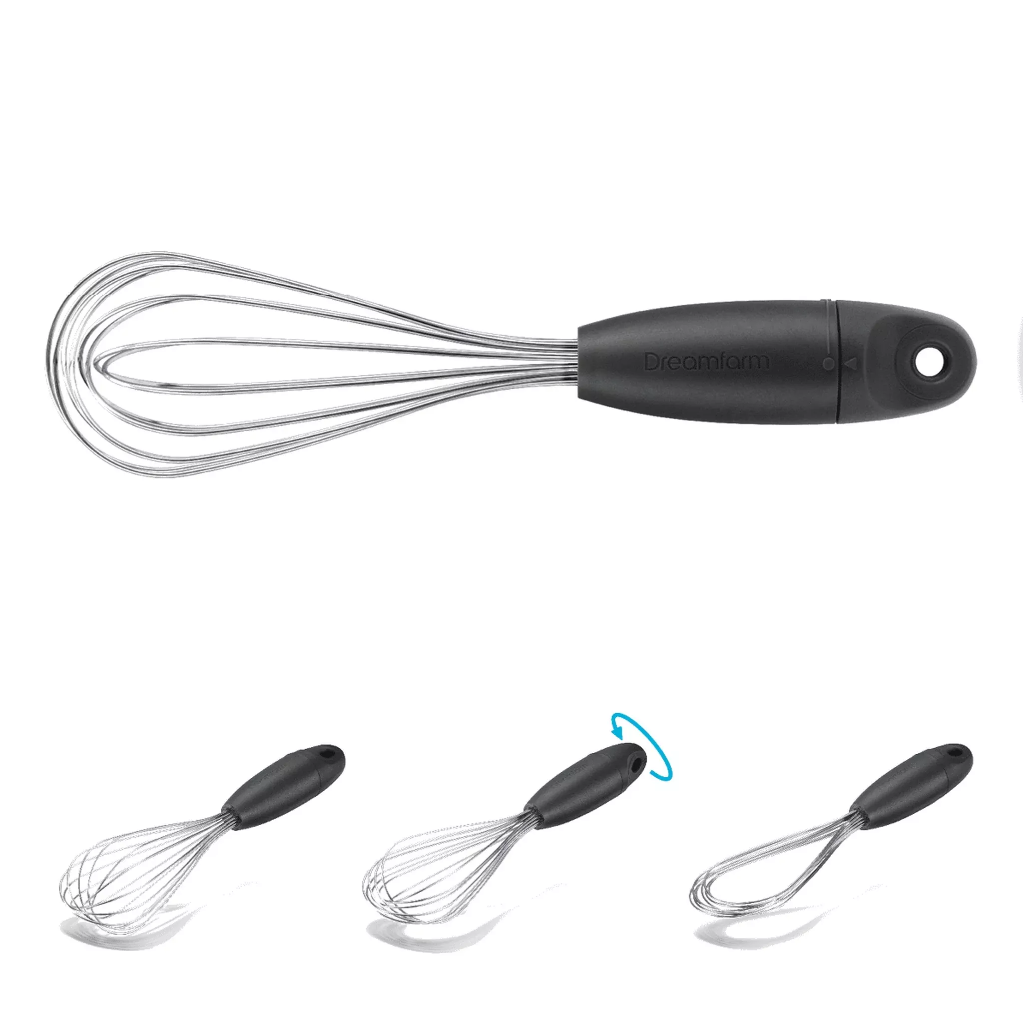 Mini Flisk - Fold Flat Balloon Whisk - Black