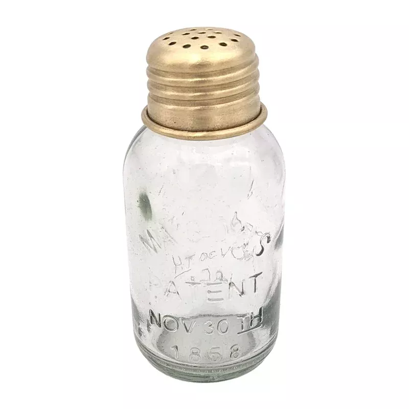mini-mason-jar-salt-pepper-shakers-single-brass MINI MASON JAR SALT & PEPPER SHAKERS: SINGLE BRASS