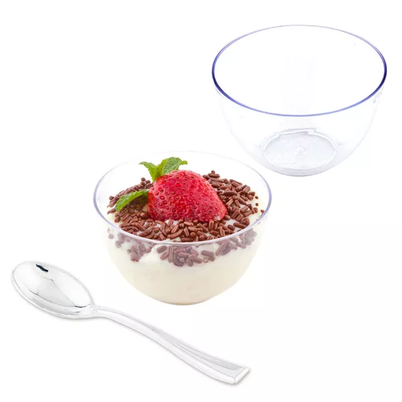 mini-serve-100-4-oz-round-clear-plastic-bodega-cups-100-silver-plastic-4-mini-sp Mini Serve 100 4 oz Round Clear Plastic Bodega Cups and 100 Silver Plastic 4″ Mini Spoons