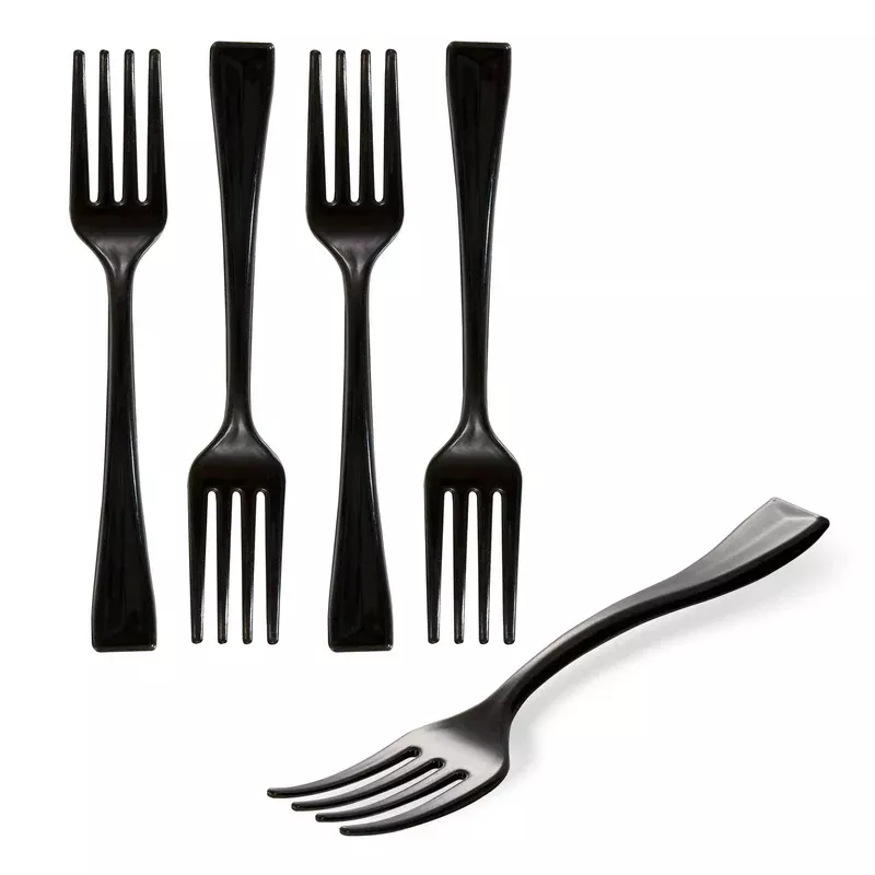 Mini Serve Black Plastic Mini Fork – 4″ – 6000 count box