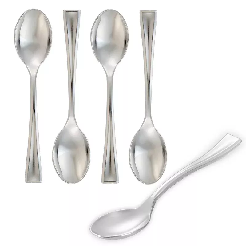 mini-serve-silver-plastic-mini-spoon-4-500-count-box Mini Serve Silver Plastic Mini Spoon – 4″ – 500 count box