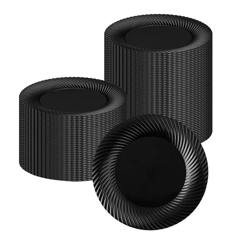 moderna-round-black-plastic-wave-plate-7-x-7-x-1-2-200-count-box Moderna Round Black Plastic Wave Plate – 7″ x 7″ x 1/2″ – 200 count box