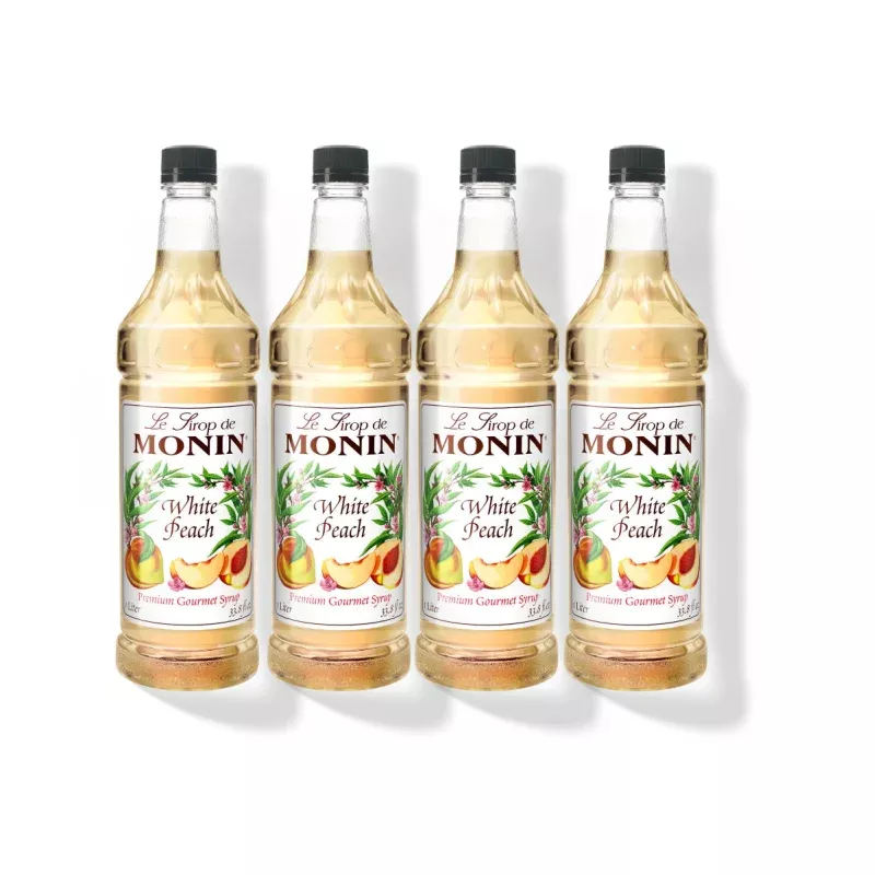 monin-white-peach-syrup-1l-plastic-bottle-pack-4 Monin White Peach Syrup 1L Plastic Bottle (Pack of 4)