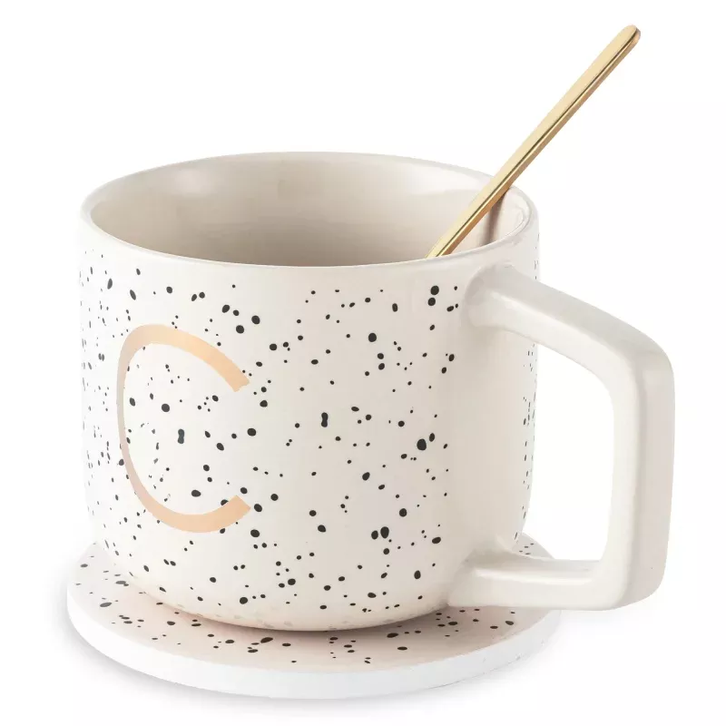 monogram-c-mug-coaster-stir-set Monogram C Mug, Coaster and Stir Set