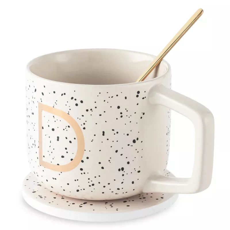 monogram-d-mug-coaster-stir-set Monogram D Mug, Coaster and Stir Set