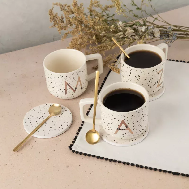 monogram-m-mug-coaster-stir-set Monogram M Mug, Coaster and Stir Set