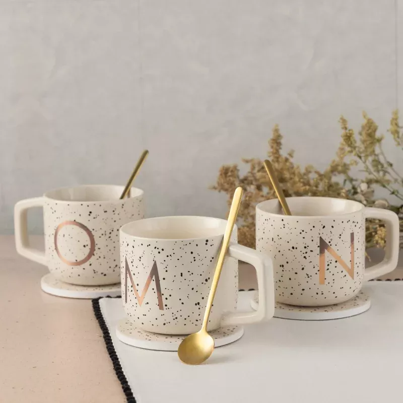 monogram-n-mug-coaster-stir-set Monogram N Mug, Coaster and Stir Set