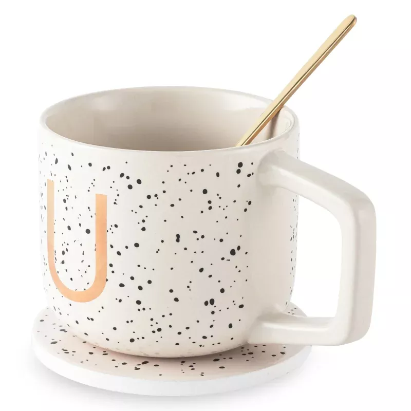 monogram-u-mug-coaster-stir-set Monogram U Mug, Coaster and Stir Set
