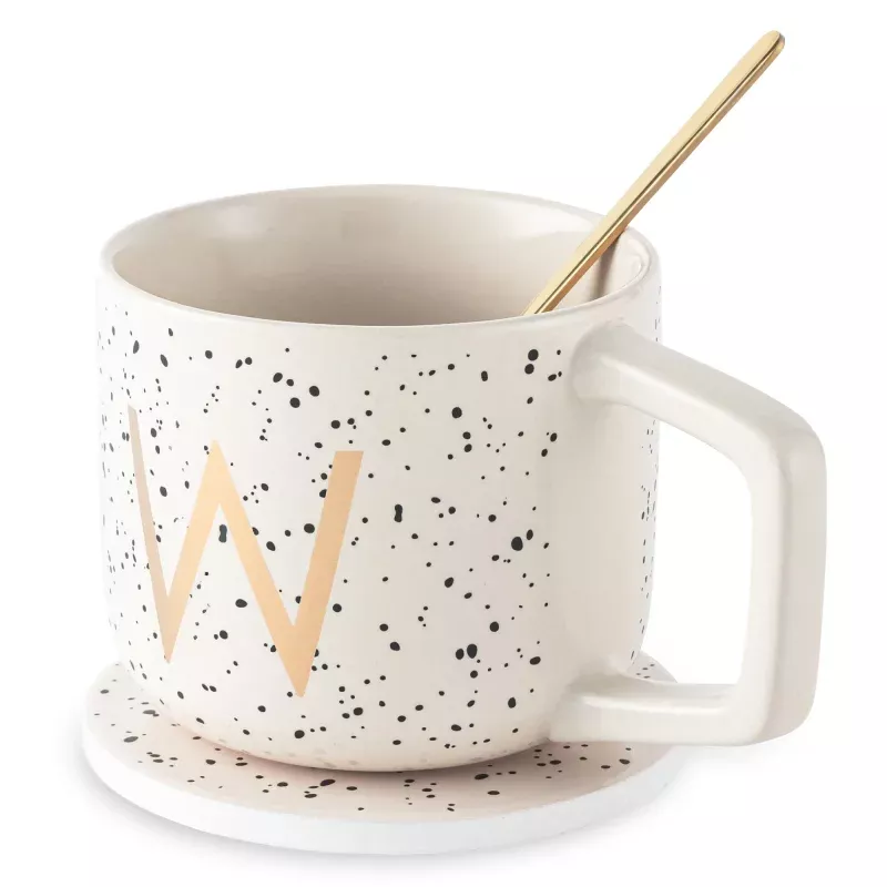 monogram-w-mug-coaster-stir-set Monogram W Mug, Coaster and Stir Set