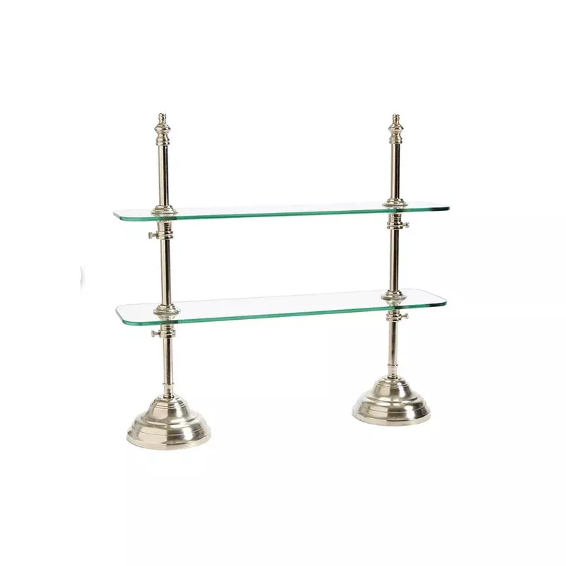 nickel-plated-glass-two-tier-serving-stand Nickel Plated Glass Two Tier Serving Stand