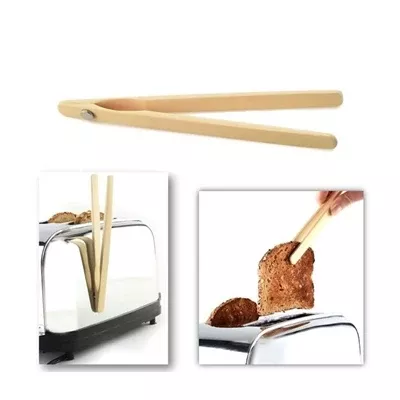 Norpro Bamboo Toaster Tongs with Magnet