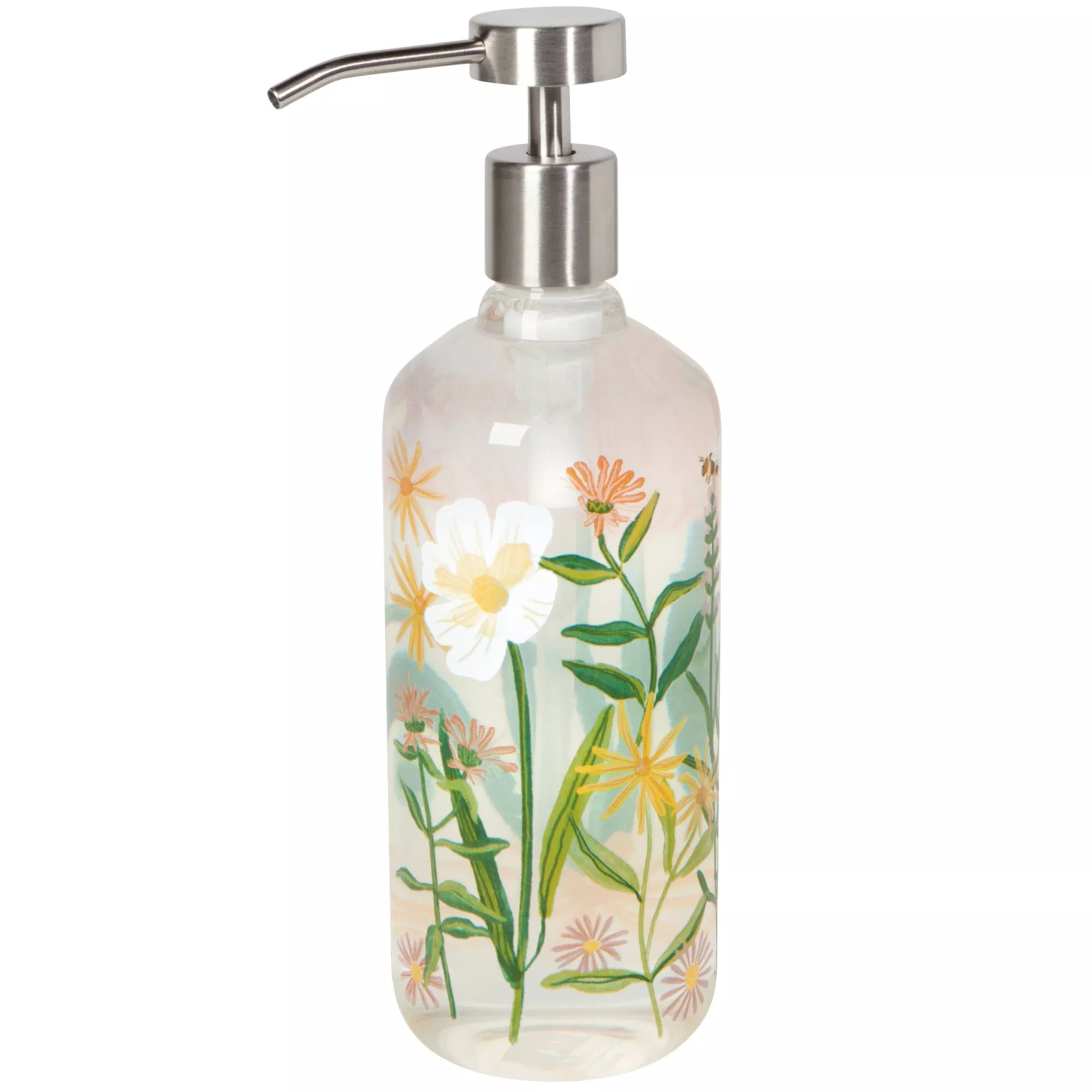 NOW Designs Glass Soap Pump: Bees & Blooms