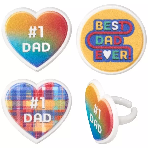number-1-dad-cupcake-rings-12-rings Number 1 Dad Cupcake Rings - 12 Rings