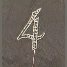 Number 4 Rhinestone Topper Silver