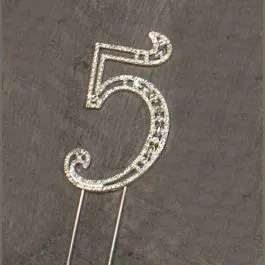 Number 5 Rhinestone Topper Silver