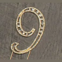 Number 9 Rhinestone Topper Gold
