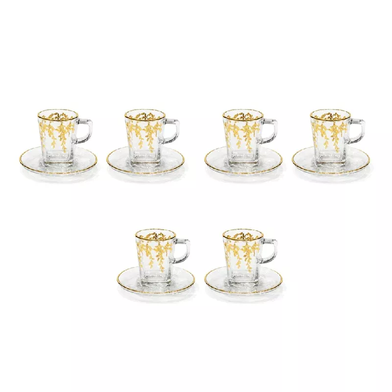 pasabahce-squared-glass-coffee-set-6-pieces-gold-100ml Pasabahce – Squared Glass Coffee Set 6 Pieces – Gold – 100ml