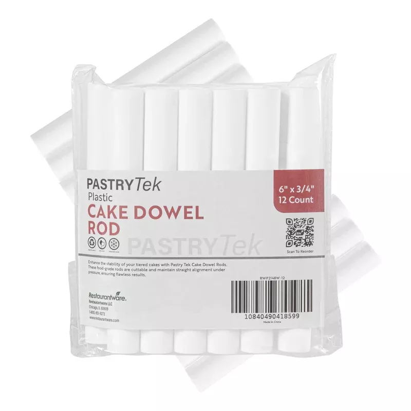 pastry-tek-plastic-cake-dowel-rod-3-4-x-6-12-count-box Pastry Tek Plastic Cake Dowel Rod – 3/4″ x 6″ – 12 count box