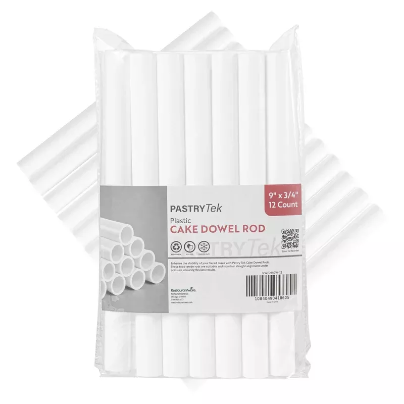 pastry-tek-plastic-cake-dowel-rod-3-4-x-9-1080-count-box Pastry Tek Plastic Cake Dowel Rod – 3/4″ x 9″ – 1080 count box