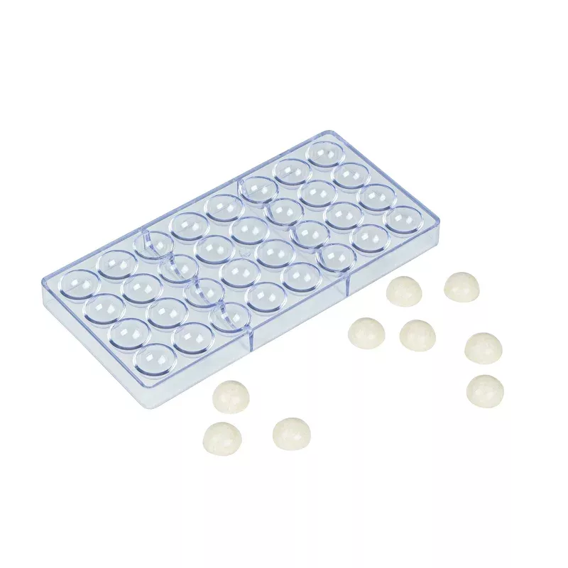 pastry-tek-polycarbonate-half-sphere-candy-chocolate-mold-32-compartment-1-count Pastry Tek Polycarbonate Half Sphere Candy / Chocolate Mold – 32-Compartment – 1 count box