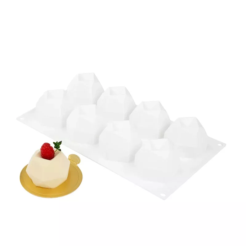 Pastry Tek Silicone Diamond Sphere Baking Mold – 8-Compartment – 10 count box