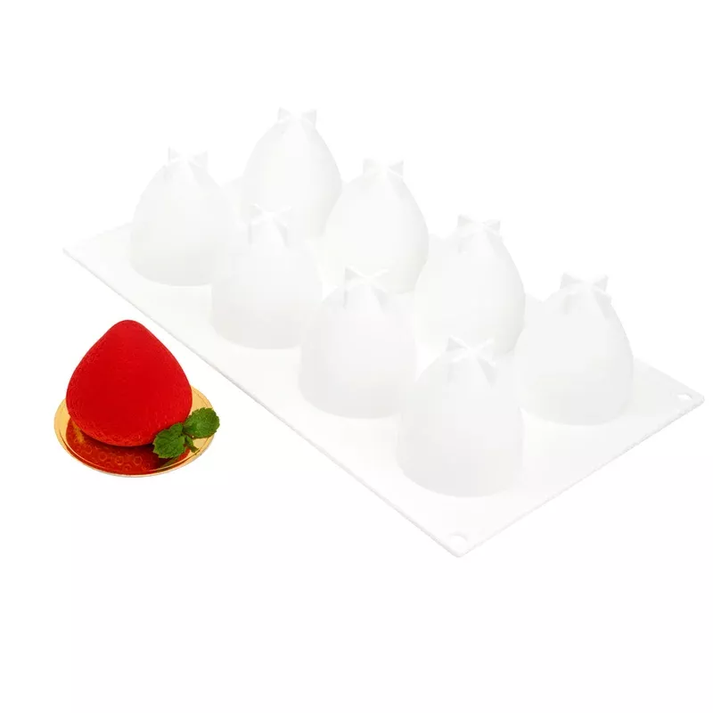 Pastry Tek Silicone Strawberry Baking Mold – 8-Compartment – 10 count box