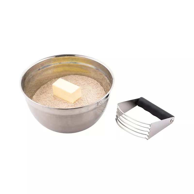pastry-tek-stainless-steel-pastry-cutter-dough-blender-with-black-plastic-handle Pastry Tek Stainless Steel Pastry Cutter and Dough Blender – with Black Plastic Handle – 4 3/4″ x 4″ x 1 3/4″ – 1 count box